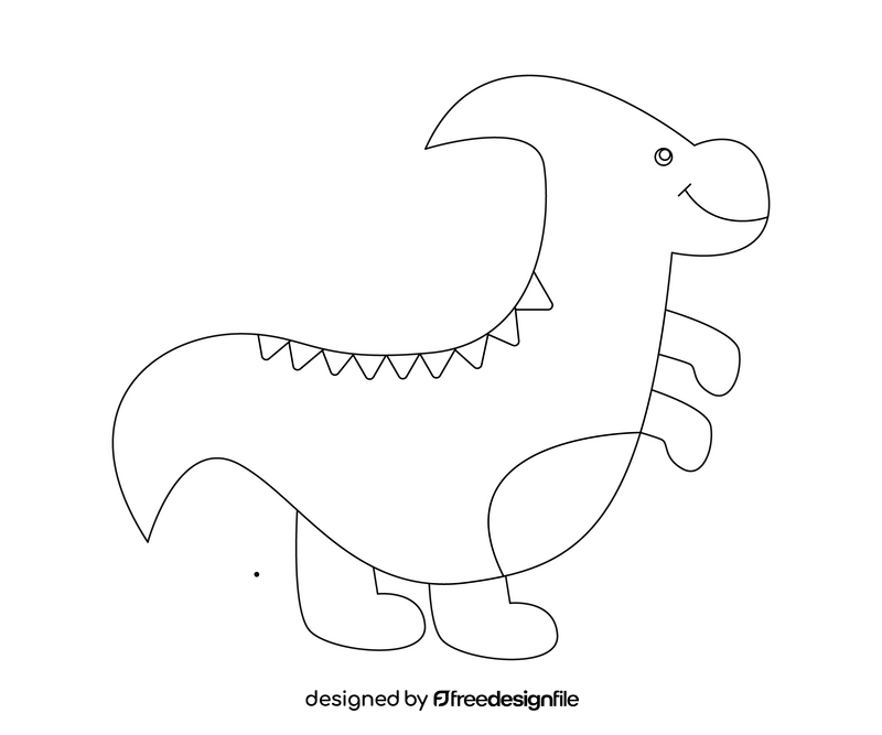 Baby parasaurolophus dinosaur black and white clipart