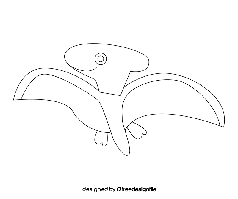 Pterodactyl dinosaur drawing black and white clipart