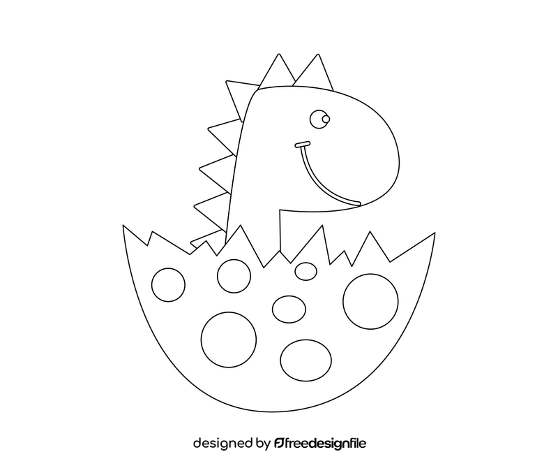 Triceratops, baby dinosaur black and white clipart