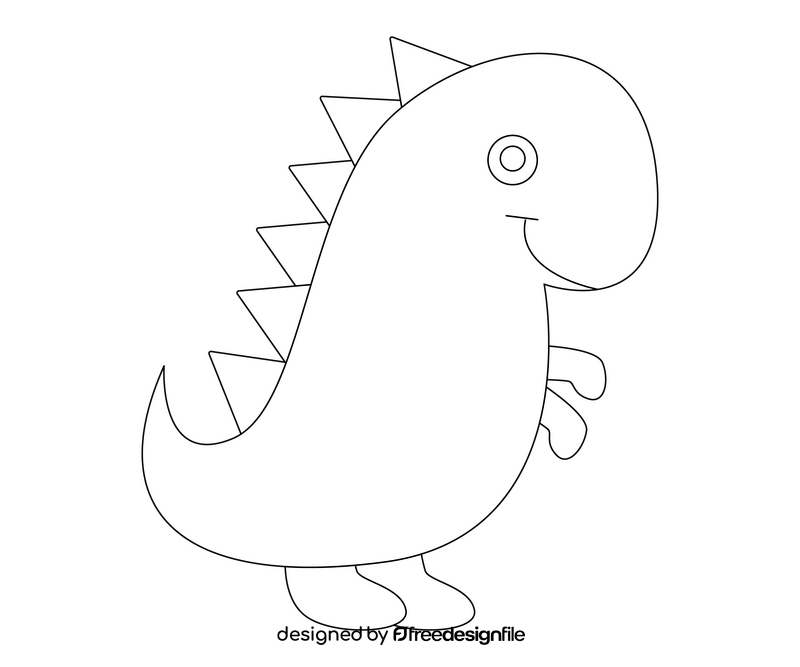 Baby dinosaur illustration, stegosaurus black and white clipart