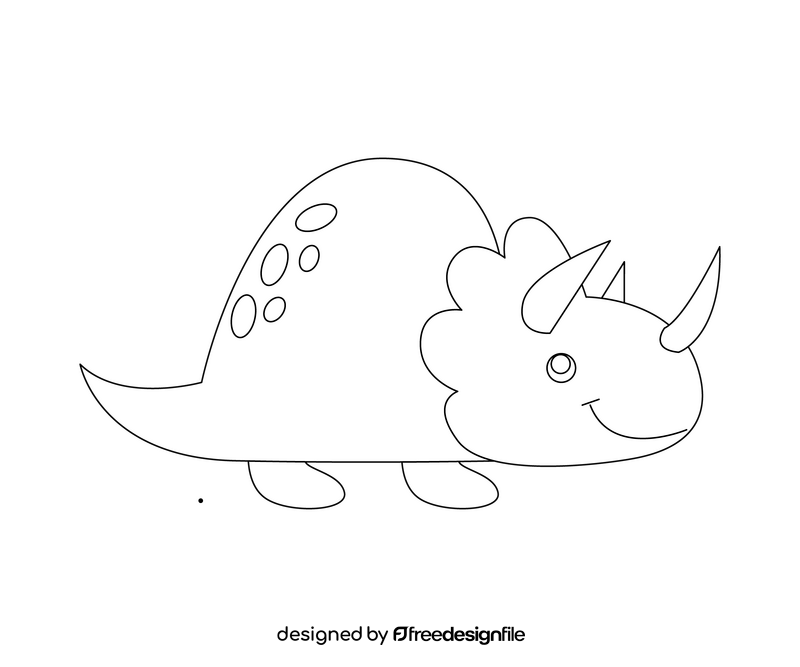 Baby dinosaur, triceratops free black and white clipart