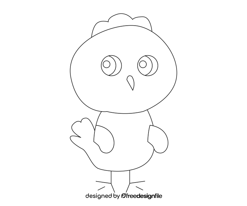 Chick, baby bird free black and white clipart