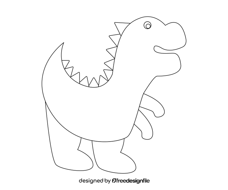 Cartoon baby dinosaur, tyrannosaurus rex black and white clipart