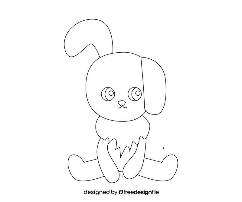Baby rabbit, leveret black and white clipart