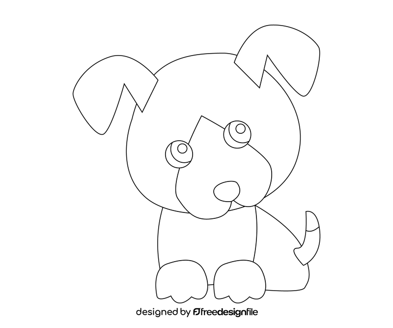 Cute puppy cartoon, baby dog black and white clipart