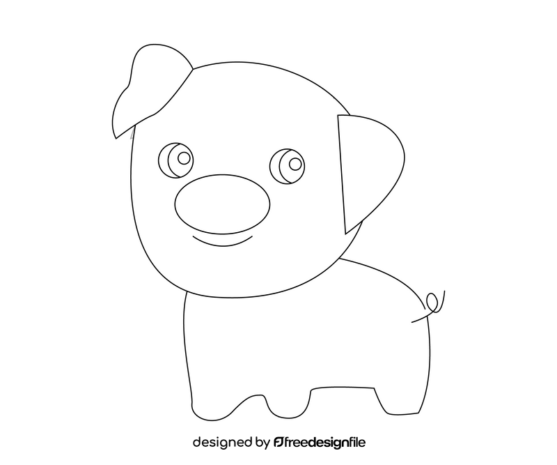 Free piglet, domestic baby pig black and white clipart