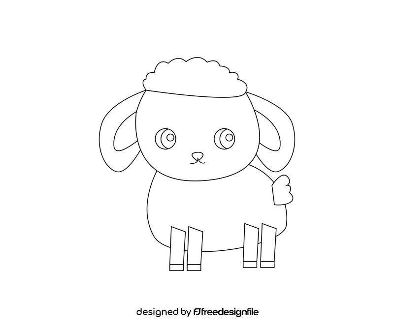 Cute lamb illustration, baby sheep black and white clipart