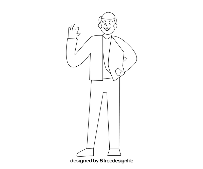 Man in a jacket, businessman black and white clipart