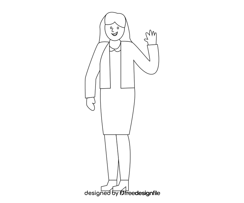 Free female employee black and white clipart