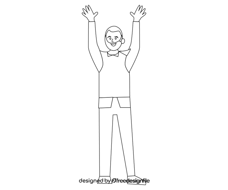 Man hands up illustration black and white clipart
