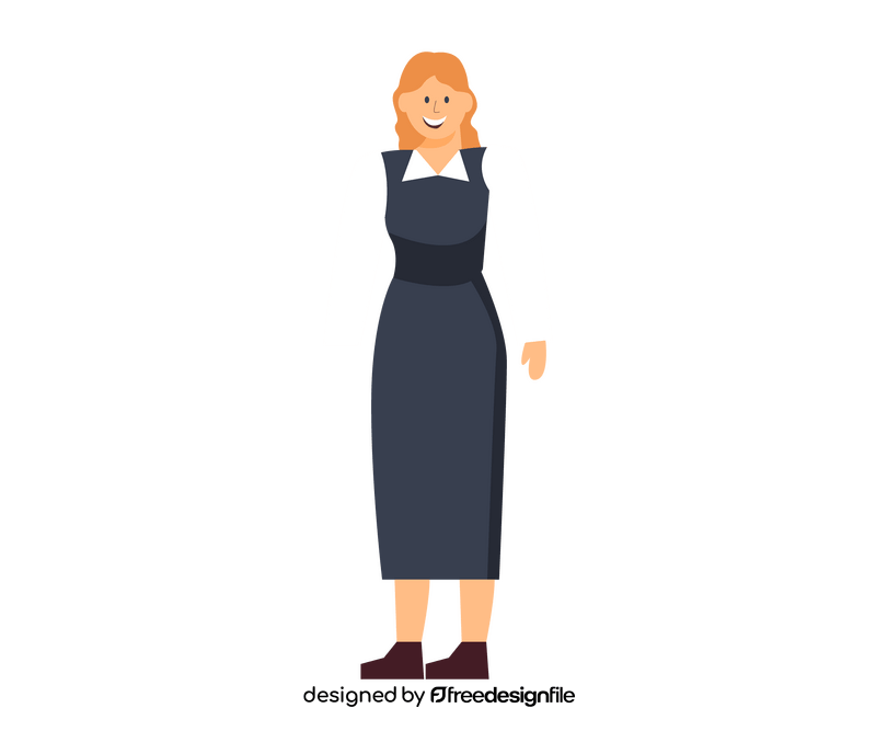 Female employee in long dress, cartoon businesswoman clipart