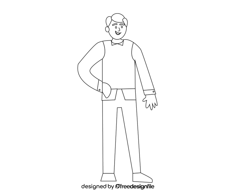 Cartoon businessman drawing black and white clipart