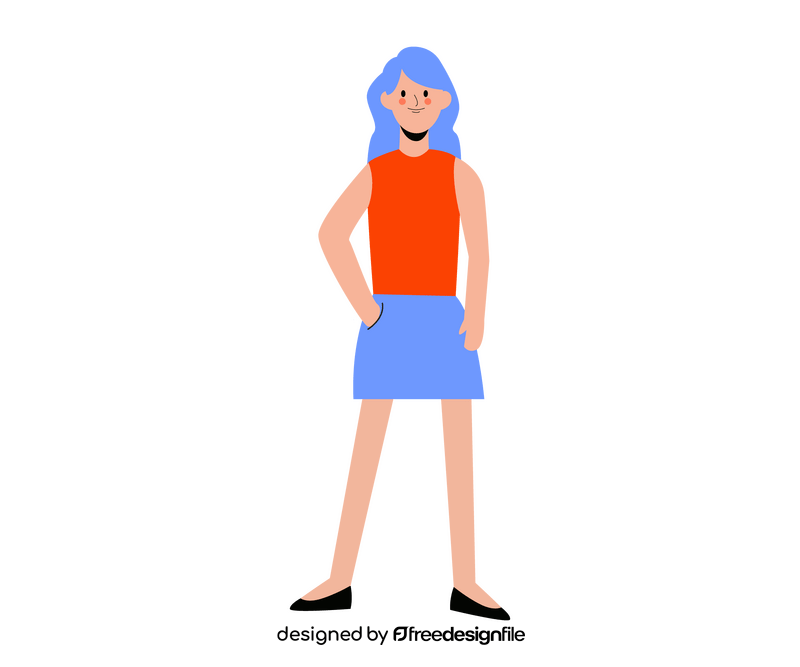 Free girl with blue hair drawing clipart