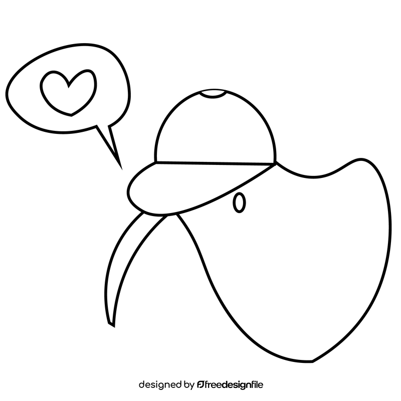 Kiwi bird love black and white clipart