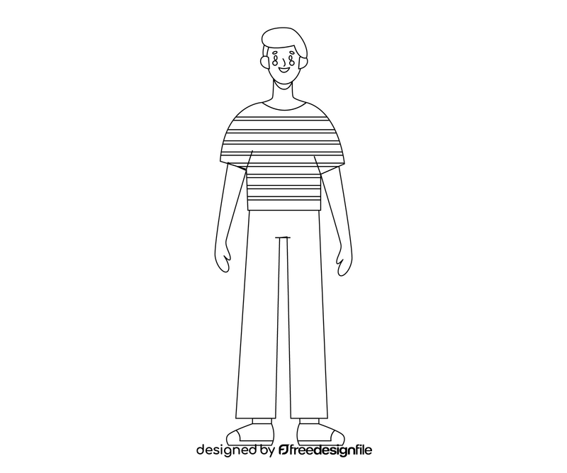 Free man standing black and white clipart