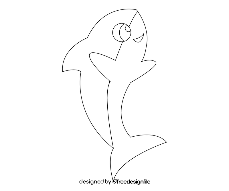 Free shark happy black and white clipart