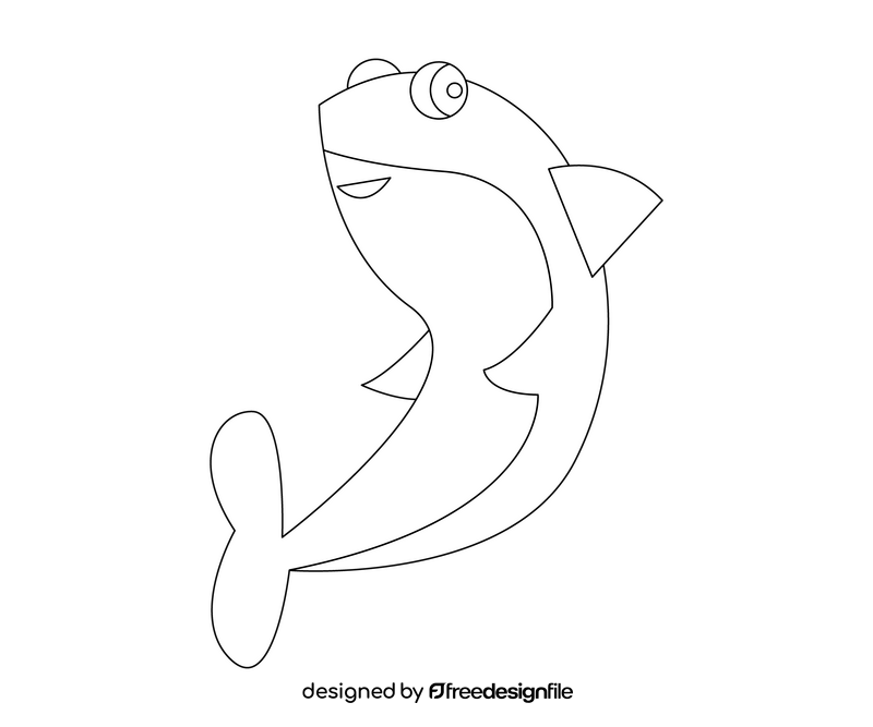 Cute shark black and white clipart