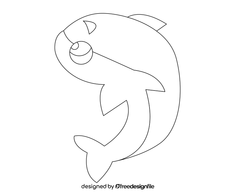 Baby shark free black and white clipart