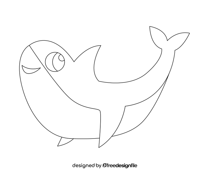 Cute baby shark black and white clipart