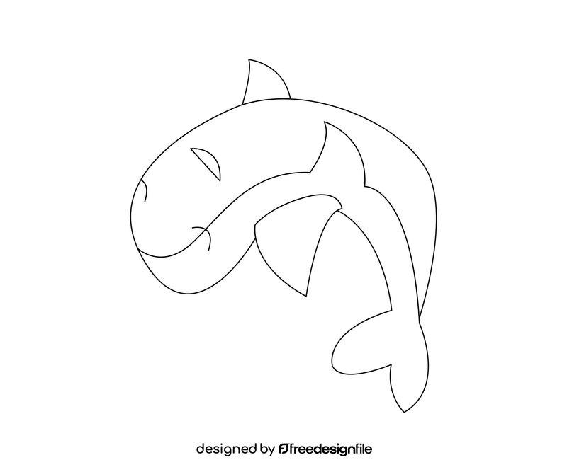 Baby shark sleeping black and white clipart