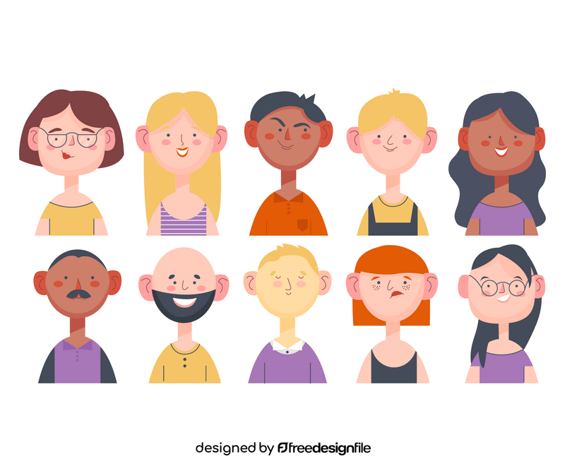 Cartoon people portraits vector