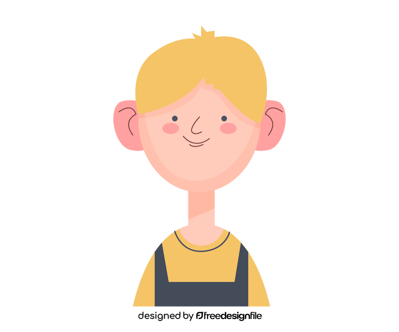 Cute blond cartoon boy in jumpsuit portrait clipart