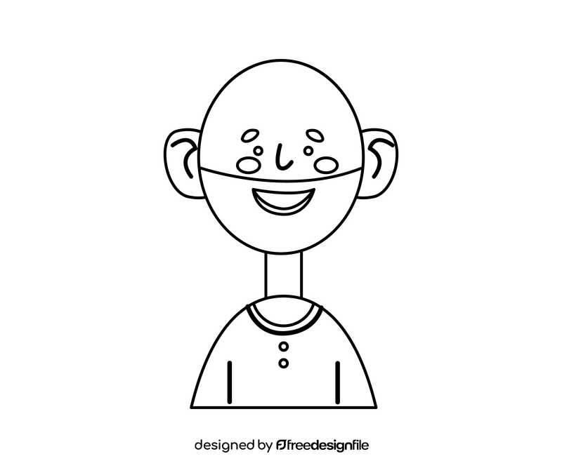 Bald guy with beard portrait black and white clipart