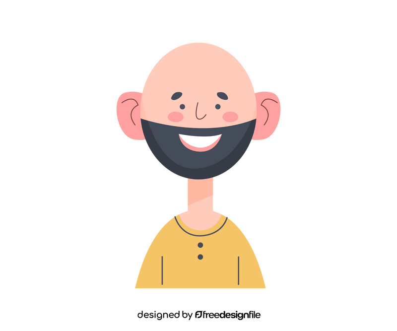 Bald guy with beard portrait clipart