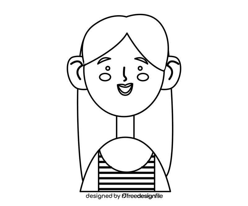 Free blonde girl in striped T shirt black and white clipart