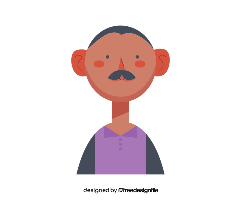 Black man with mustache avatar drawing clipart