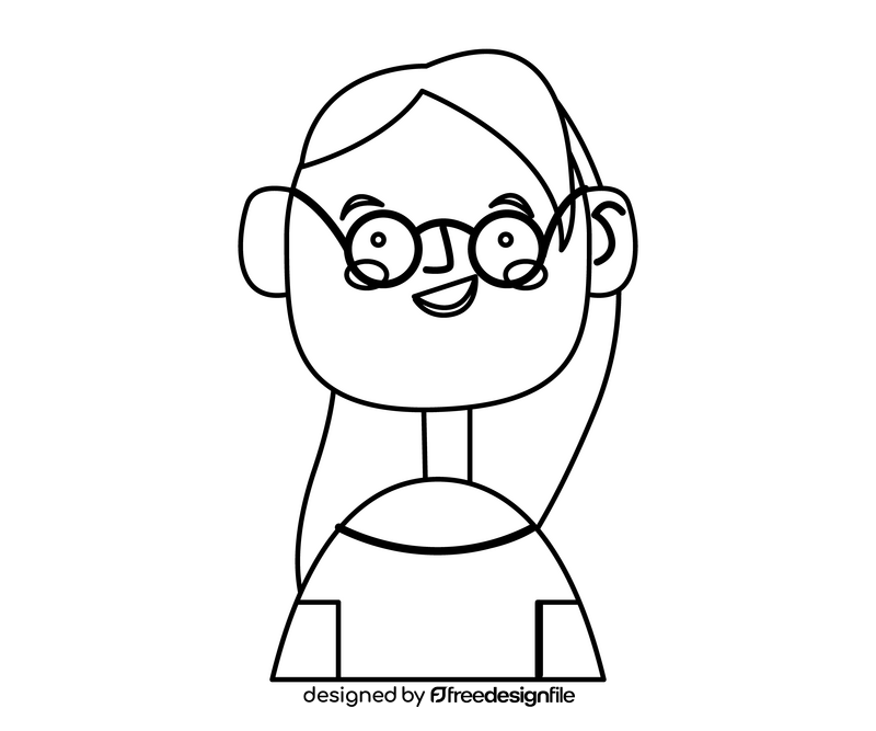 Smart girl portrait black and white clipart