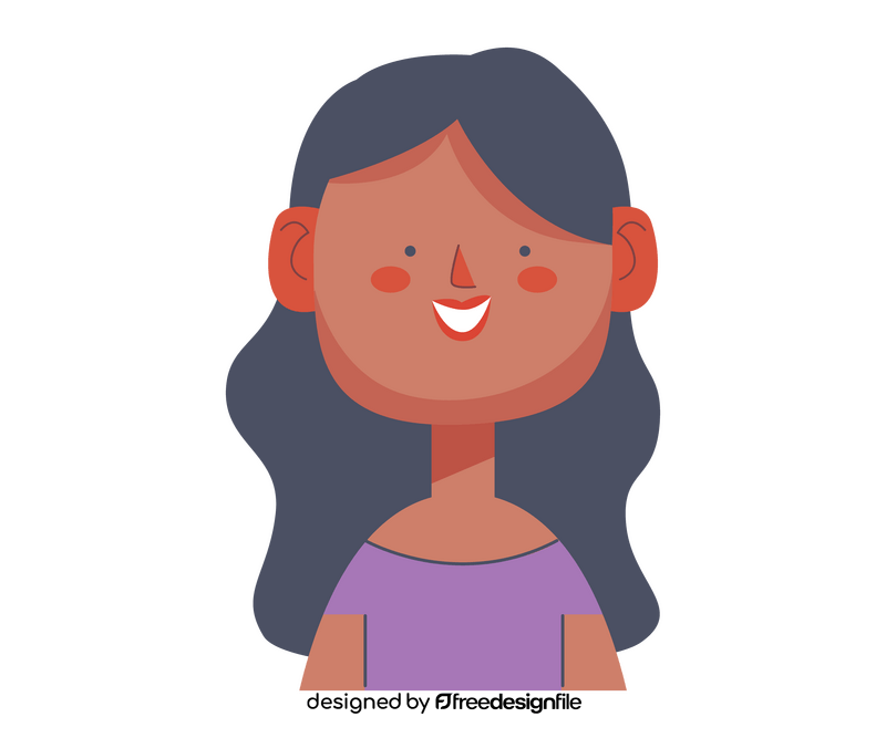 Dark skinned cartoon girl smiling clipart