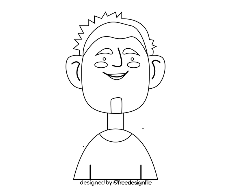 Boy with short hair portrait black and white clipart