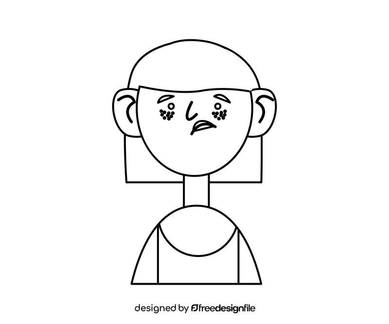 Upset redhead girl black and white clipart