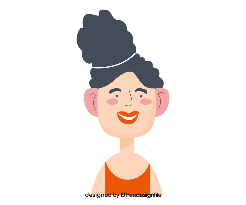 Cute cartoon girl with red lips clipart