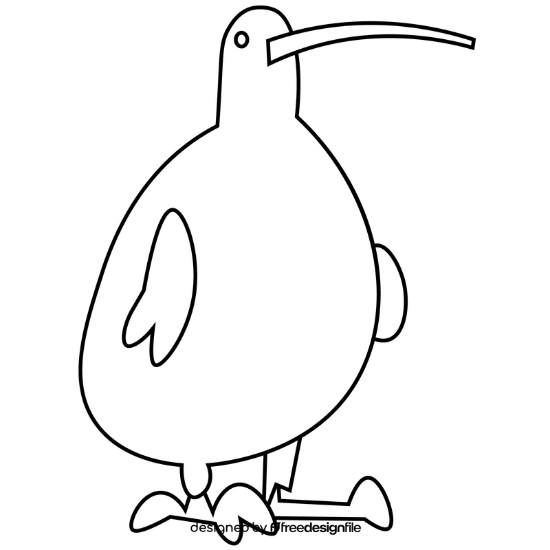 Cartoon kiwi bird drawing black and white clipart