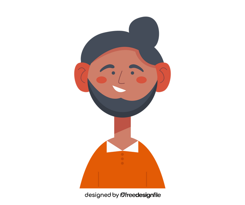 Black man with beard portrait clipart