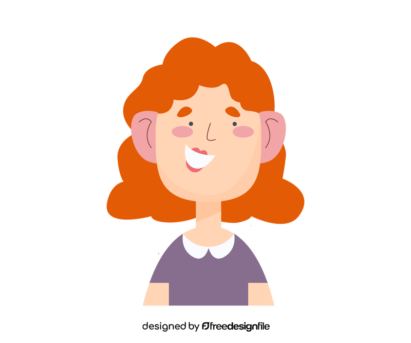 Girl with red curly hair illustration clipart