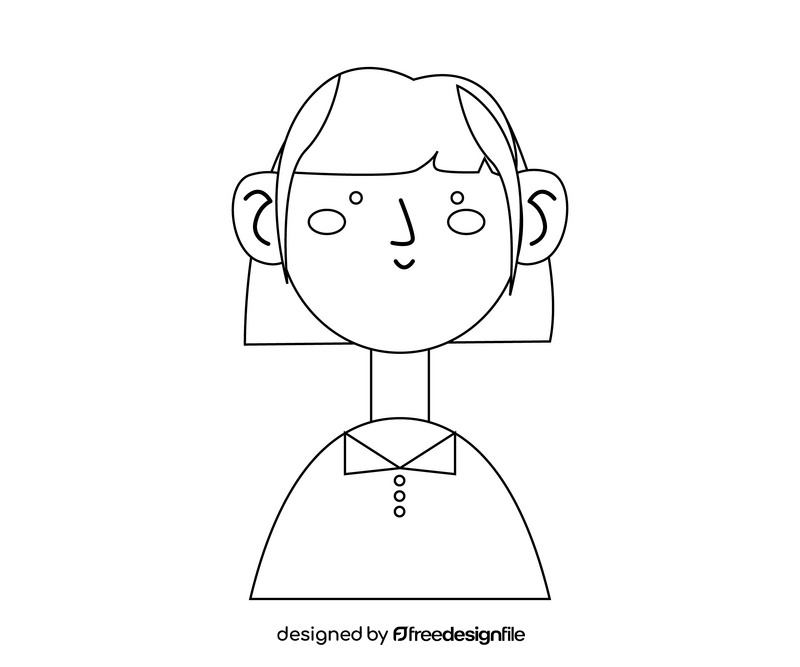 African american girl in short hair black and white clipart