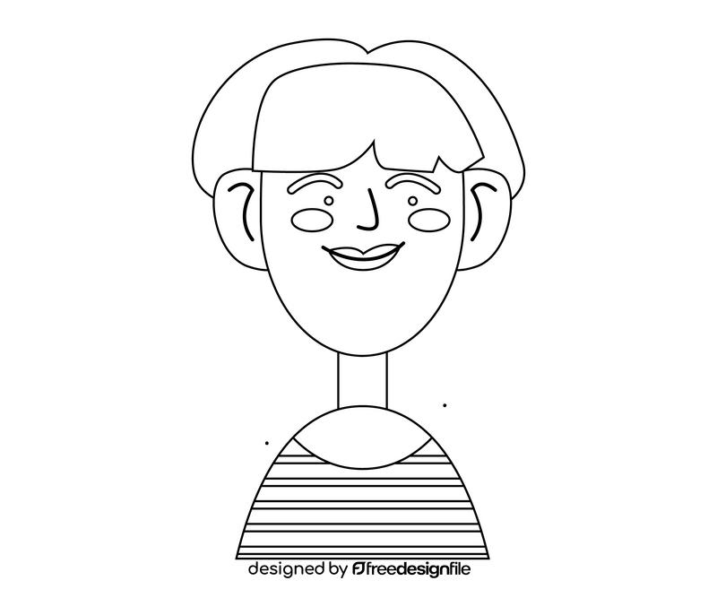 Free girl with short hair black and white clipart