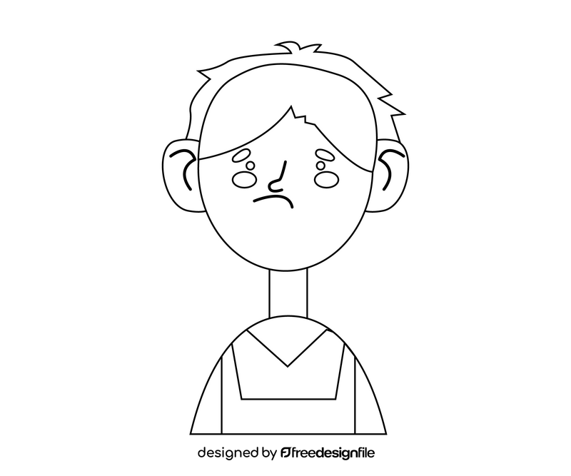 Sad redhead young boy portrait black and white clipart