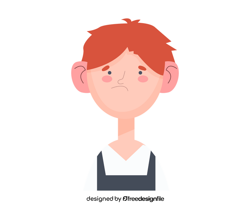 Sad redhead young boy portrait clipart
