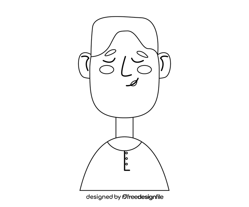 Calm guy avatar drawing black and white clipart