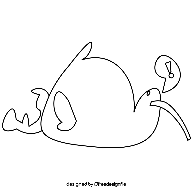 Kiwi bird surprised black and white clipart