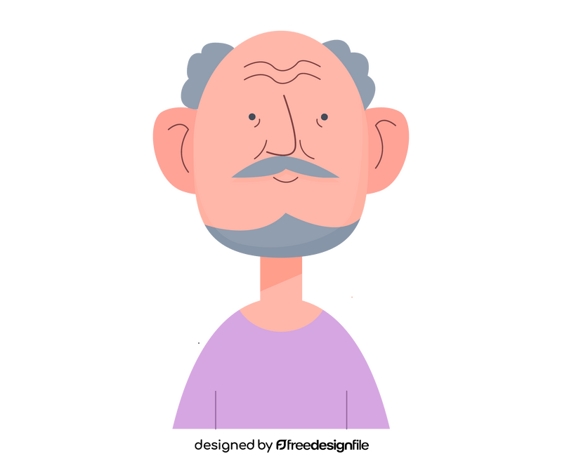 Cartoon old man with mustache clipart