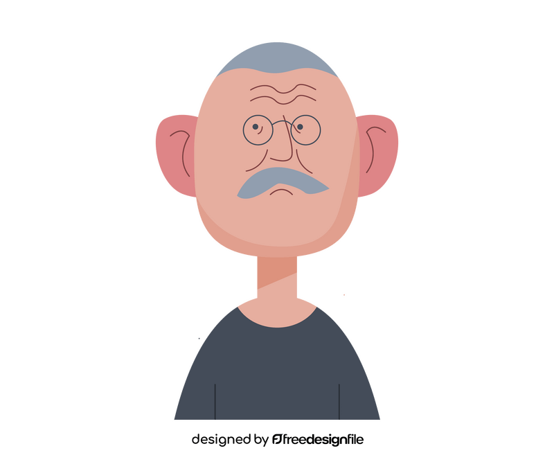 Cartoon old man with glasses clipart