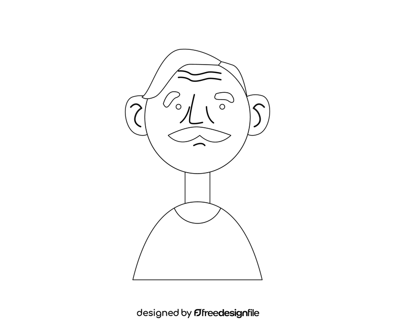 Cartoon old man free black and white clipart