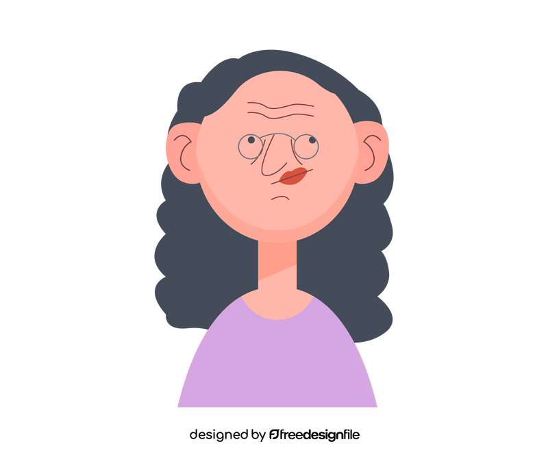 Disgruntled elderly woman drawing clipart
