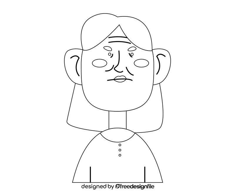 Old woman cartoon portrait black and white clipart