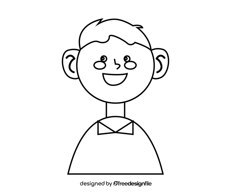 Cute boy smiling illustration black and white clipart